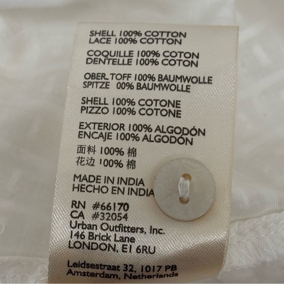 Anthropologie Pilcro Lace Back Button Down Blouse Cottagecore Ivory XSP NEW - Picture 12 of 13